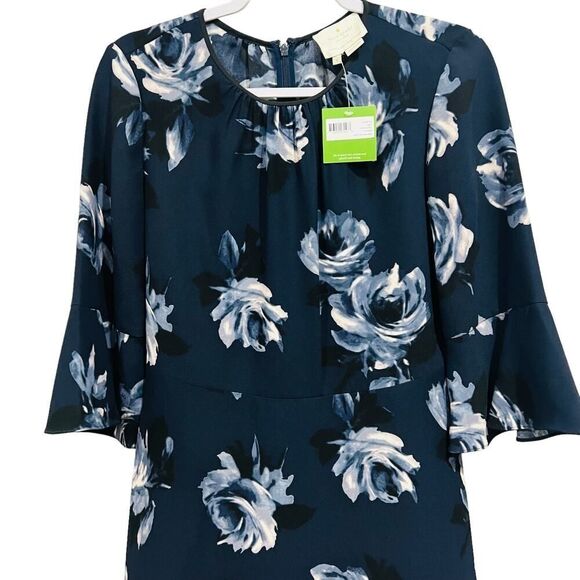 Kate Spade new York Night Rose Crepe Dress navy size 4 - Picture 3 of 10